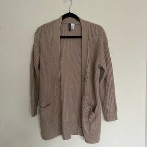 Divided Long Beige Knit Cardigan